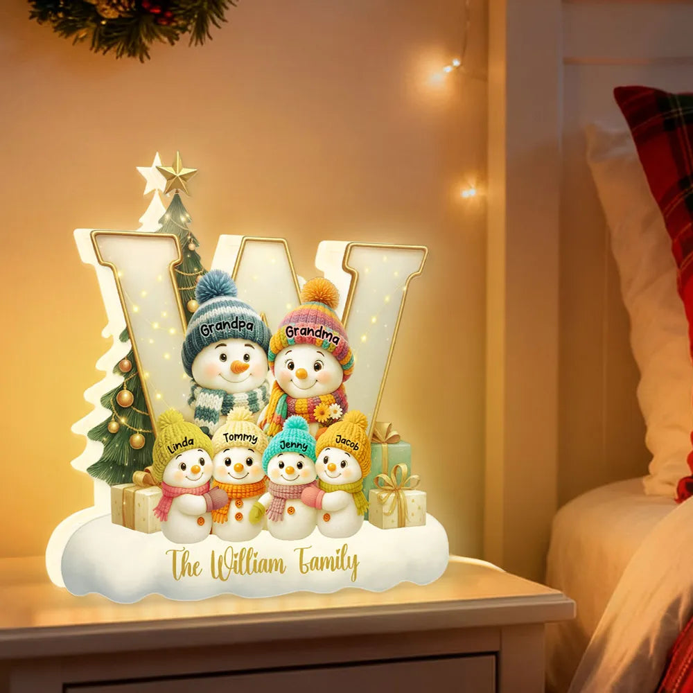 Snowman Family Acrylic Light Box – Heartwarming Holiday Decor, Perfect Gift for Grandparents & Family
