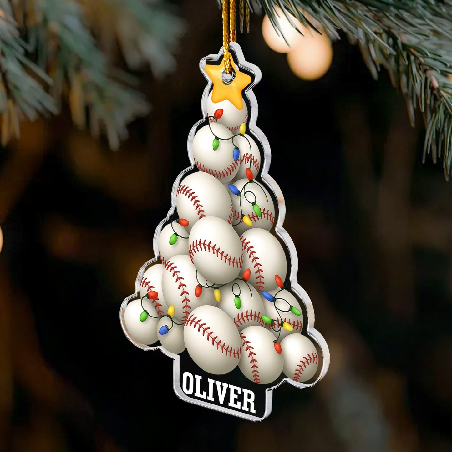 Baseball Tree Acrylic Ornament – Festive Sports Gift for Baseball Fans & Players