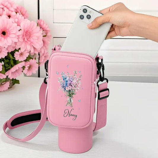 Custom Water Bottle Carrier Bag with Name - Unique Gift for Women