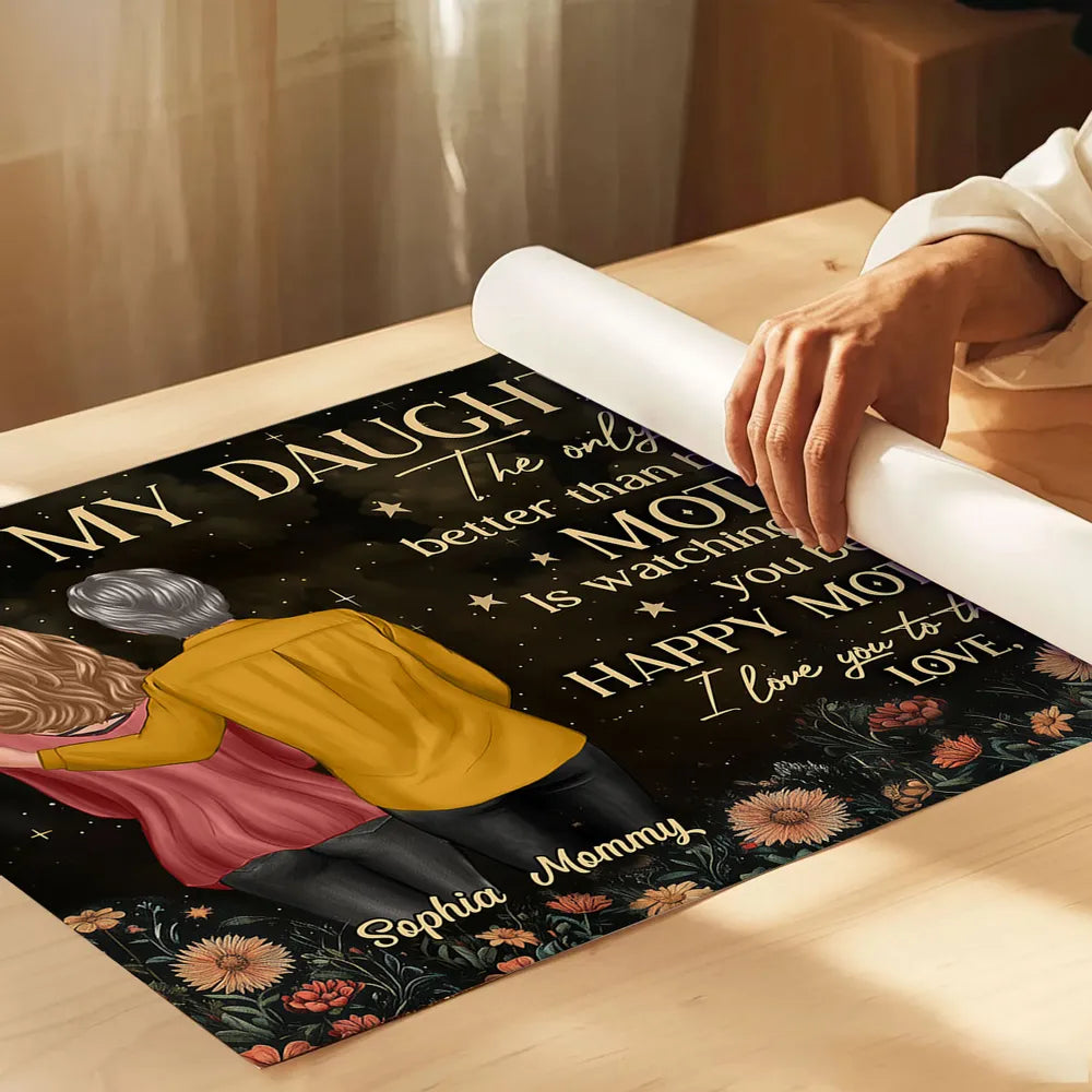 Vintage Floral Moon To My Daughter From Mom Happy Mother's Day Personalized Poster, Keychain, Plaque, Pillow, Ornament & More, Heartfelt Mother's Day Gift for Daughter