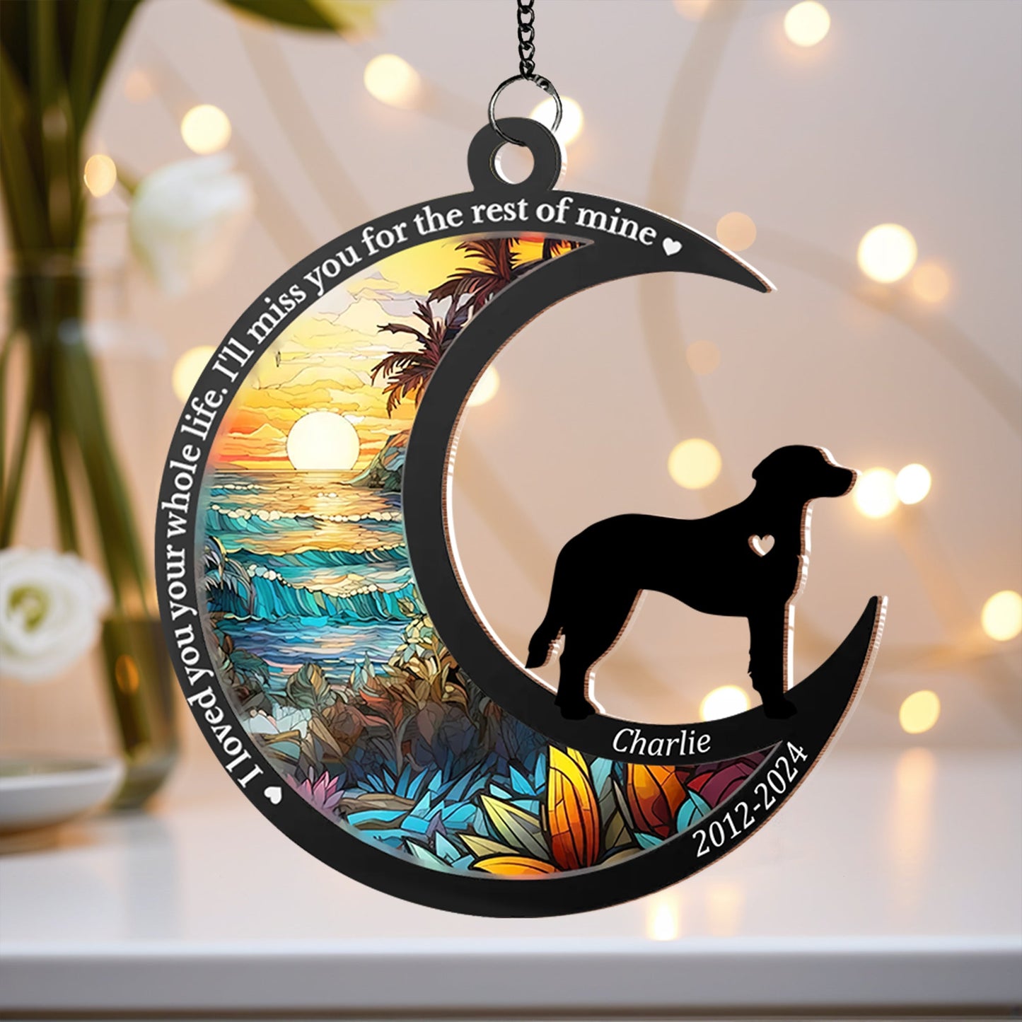 Memorial Personalized Custom Wood and Acrylic Layered Ornament - Sympathy Gift For Dog Lovers