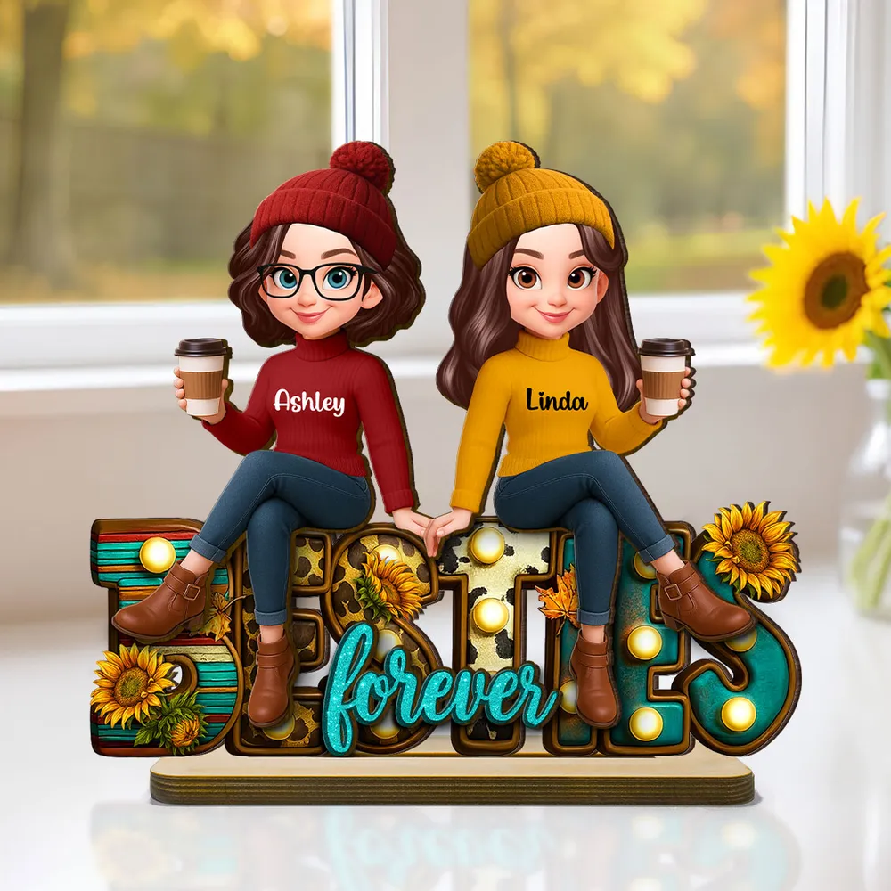 Besties Forever Wooden Plaque, Sunflower Accent Design, Friendship Gift for Her
