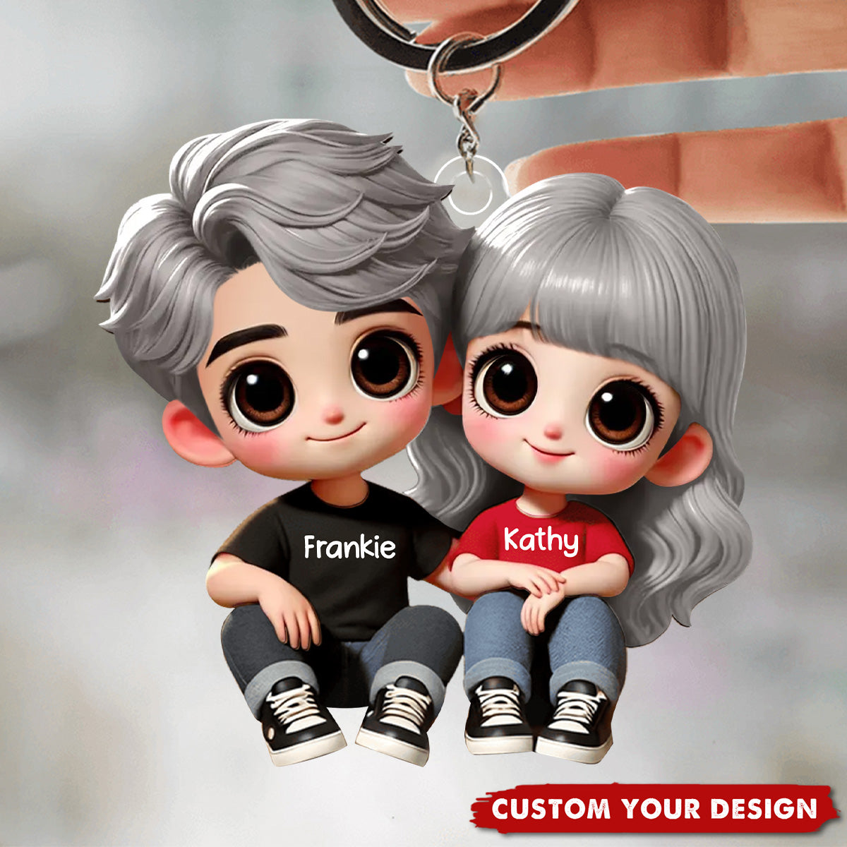 Custom Couple Sitting Keychain – Personalized Acrylic Keychain for Lovers – Sweet Anniversary or Valentine’s Day Gift