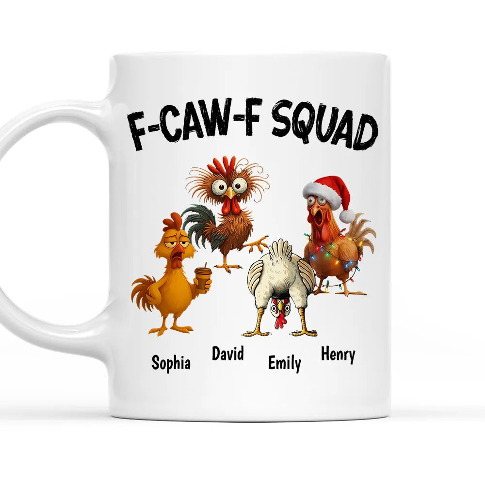 Personalized Chicken Squad Mug with Custom Names – Funny Office Team Coffee Cup Gift