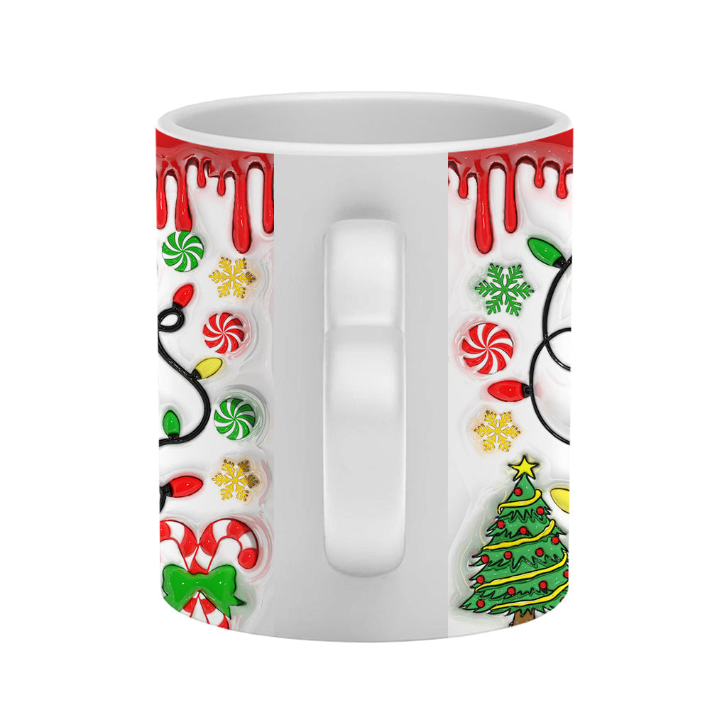 Christmas Is Coming - Personalized Couple Heart Handle Mug