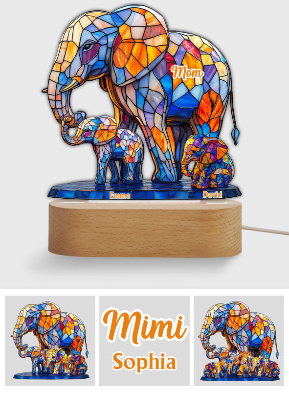 We Love You Mom Grandma Aunt - Personalized Mother Shaped Plaque Light Base