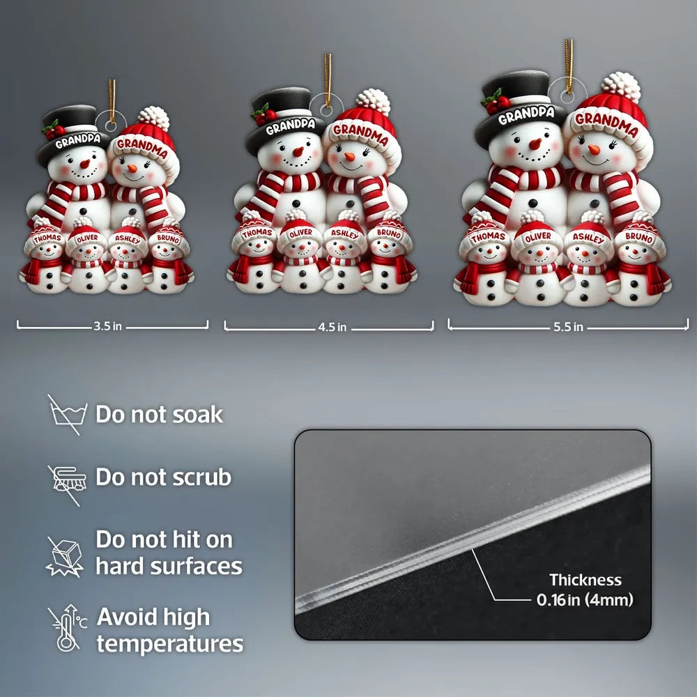 Snowman Family Acrylic Ornament – Heartwarming Keepsake, Perfect Gift for Grandparents at Christmas