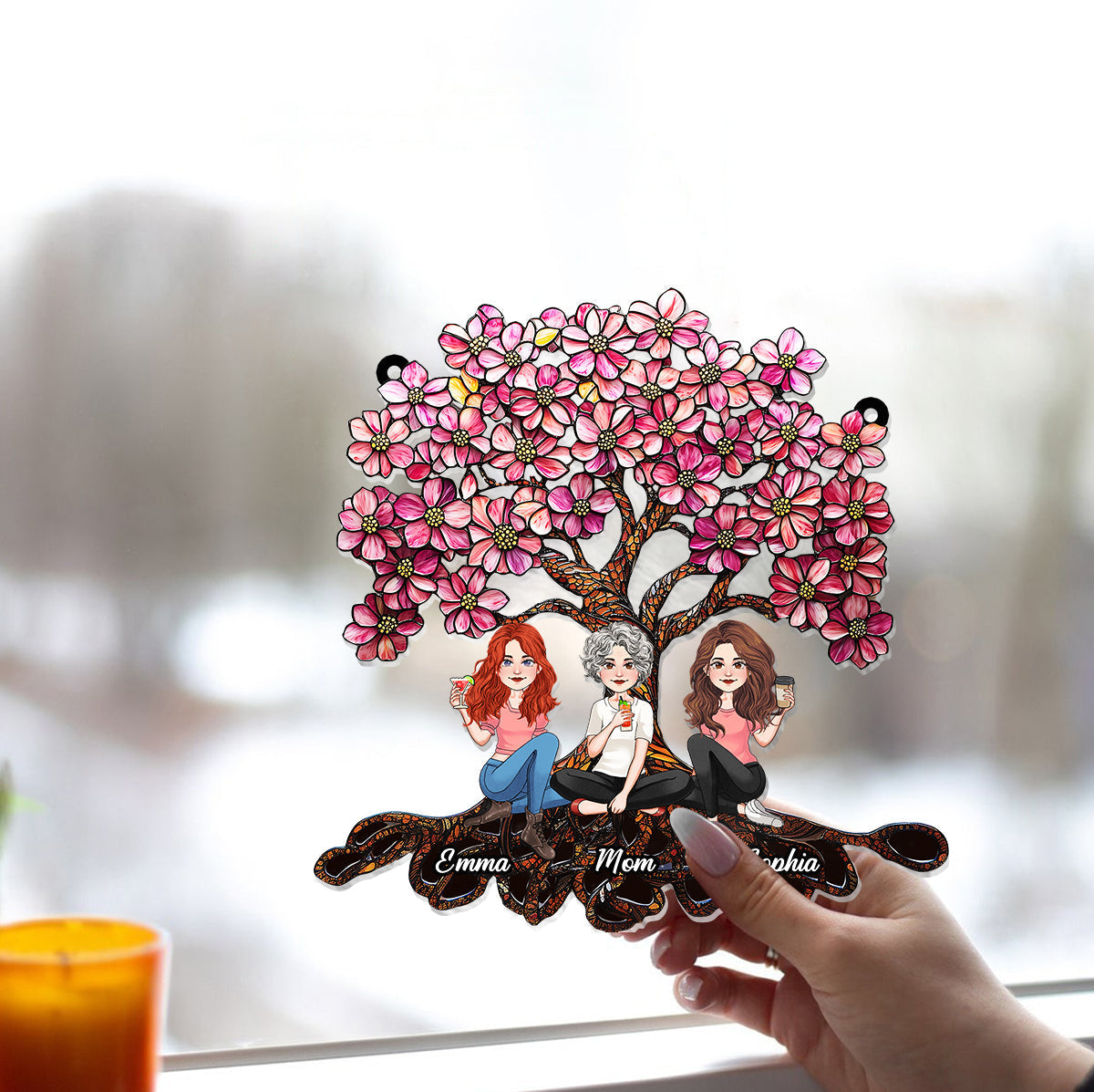 Mother & Daughters - Personalized Mother Window Hanging Suncatcher Ornament