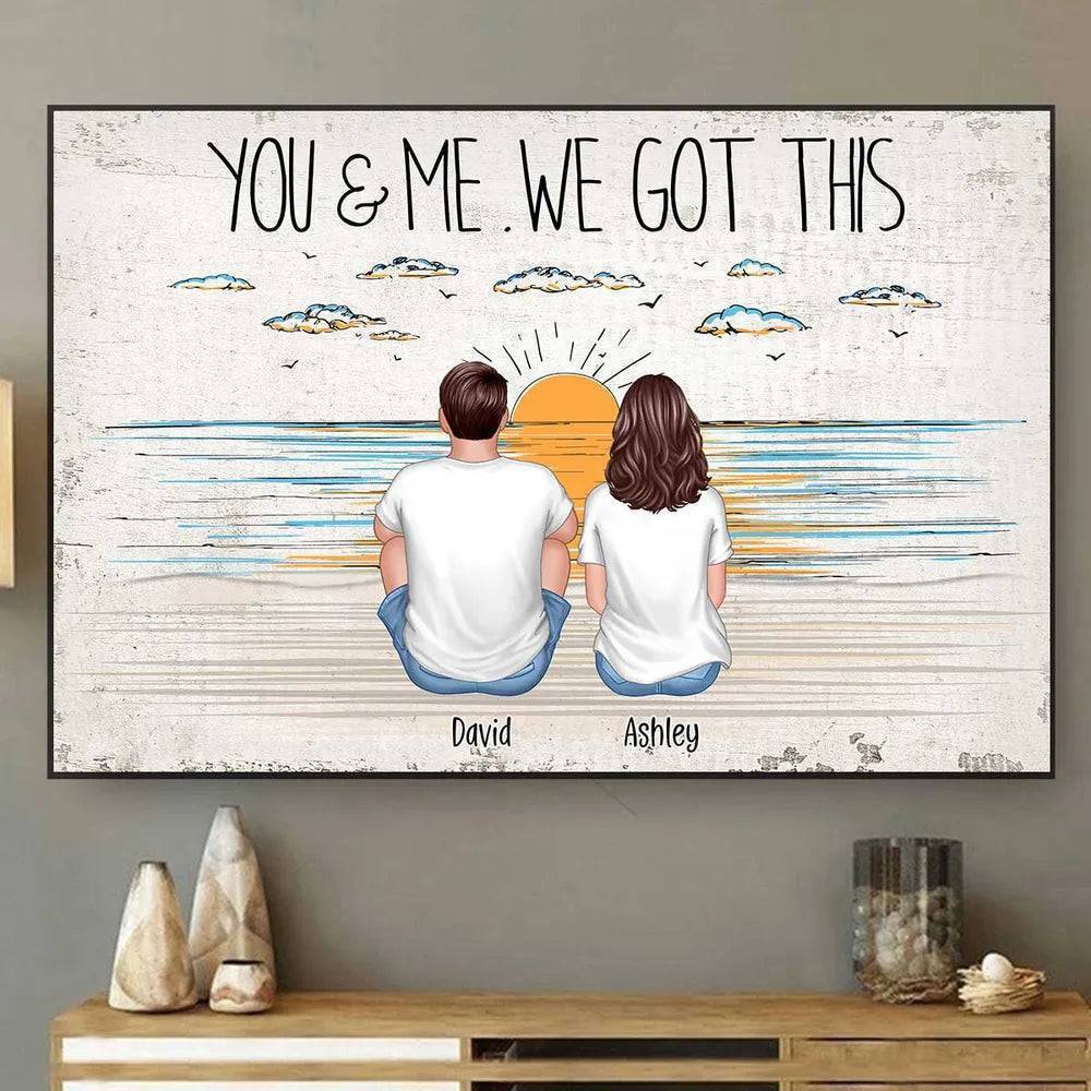 You Me And The Dogs Beach Outline Personalized Poster or Canvas or Plaque or Pillow or Wallet Or Wallet Card or Cap or Cup