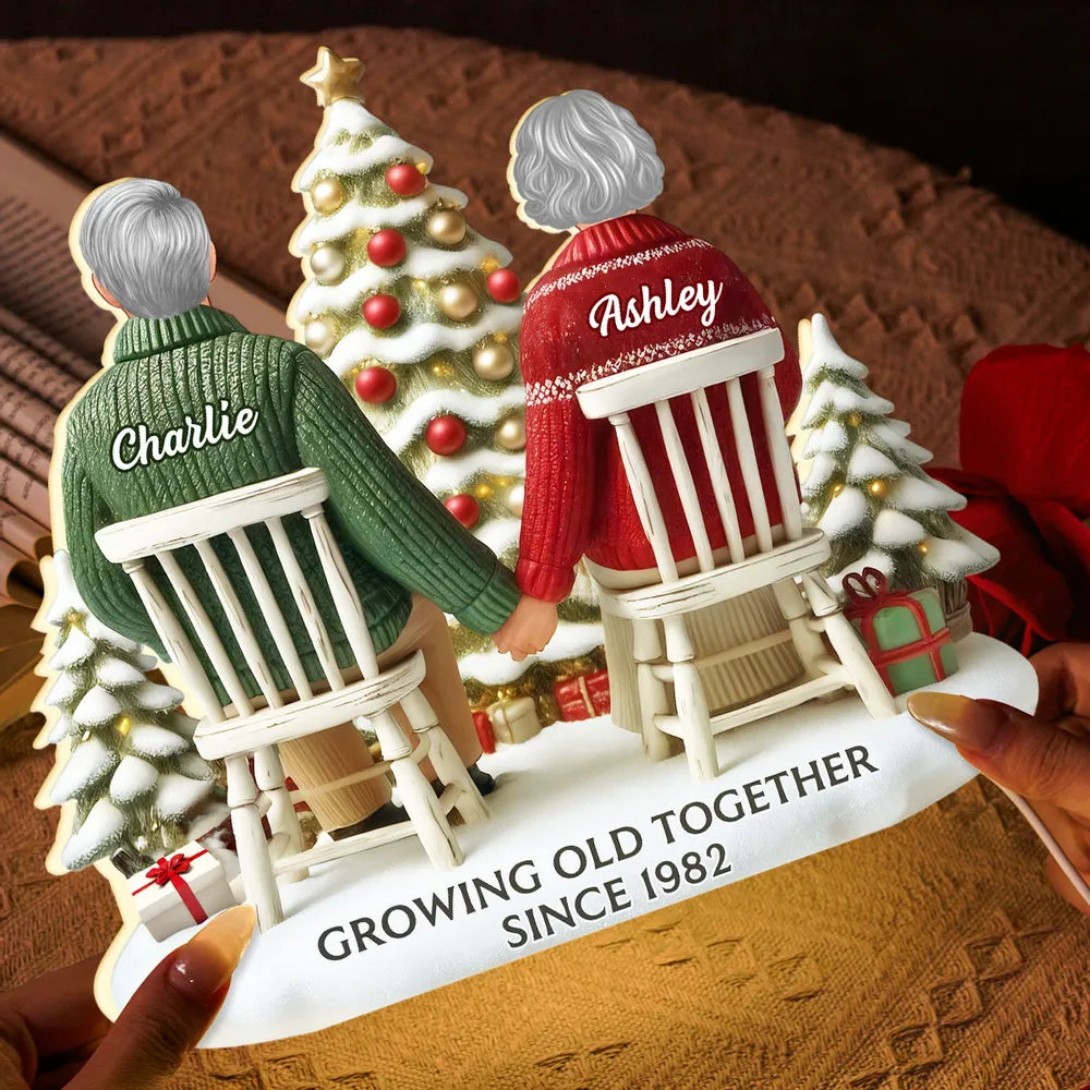 Custom Couple Acrylic Light Box with Cozy Christmas Tree, Soft Bedroom Lamp and Unique Romantic Gift