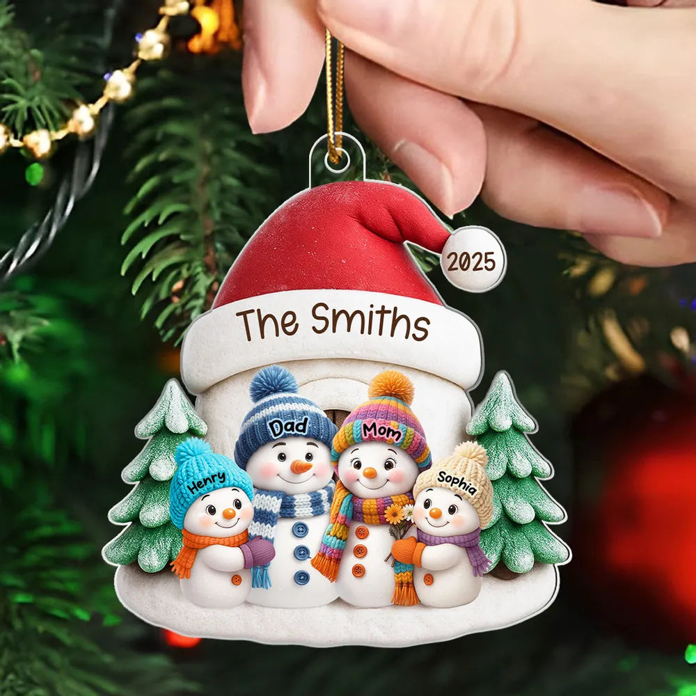 Snowman Family Acrylic Ornament – Heartwarming Holiday Gift for Parents & Kids, Cozy Christmas Decoration