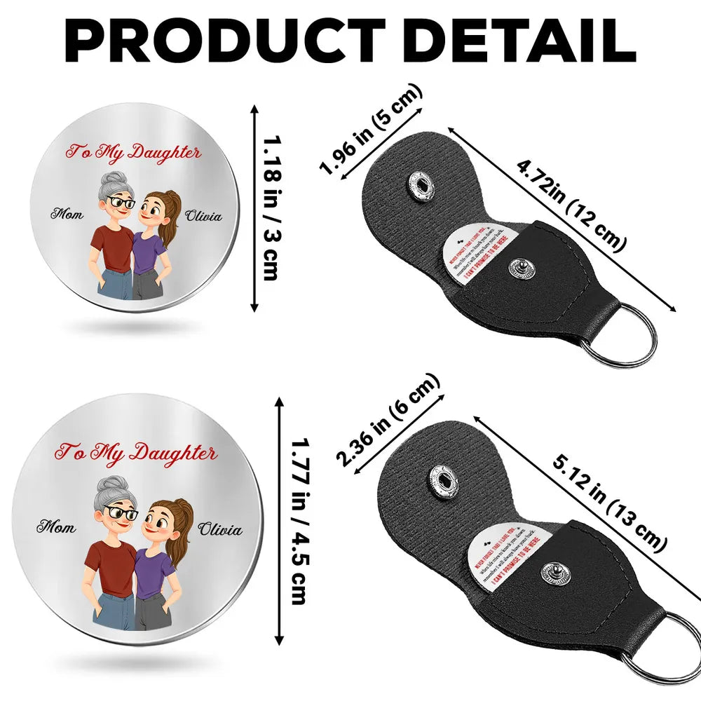 Personalized Pocket Hug for Daughter, Mom and Daughter Illustration, Never Forget That I Love You, Unique Keepsake Gift