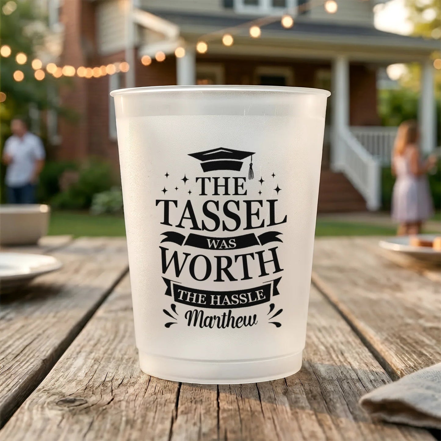 Personalized Frosted Plastic Cup with Graduation Cap Congrats You Did It Design, Unique Graduation Party Gift