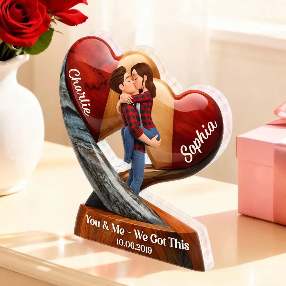 You & Me We Got This Personalized Shaped Acrylic Block Plaque Romantic Couple Keepsake Valentine's Day Gift