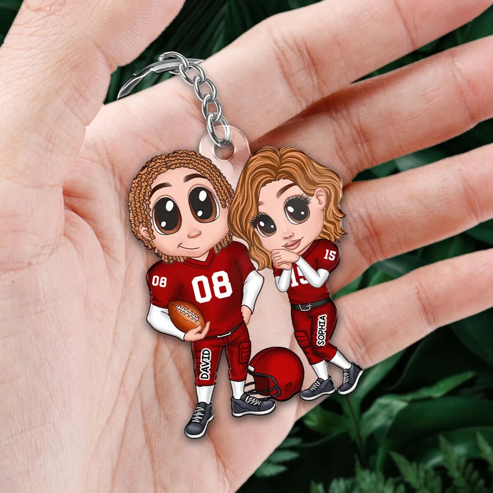 You’re My End-Zone Football Couple Acrylic Keychain – Y2K Style Personalized Gift