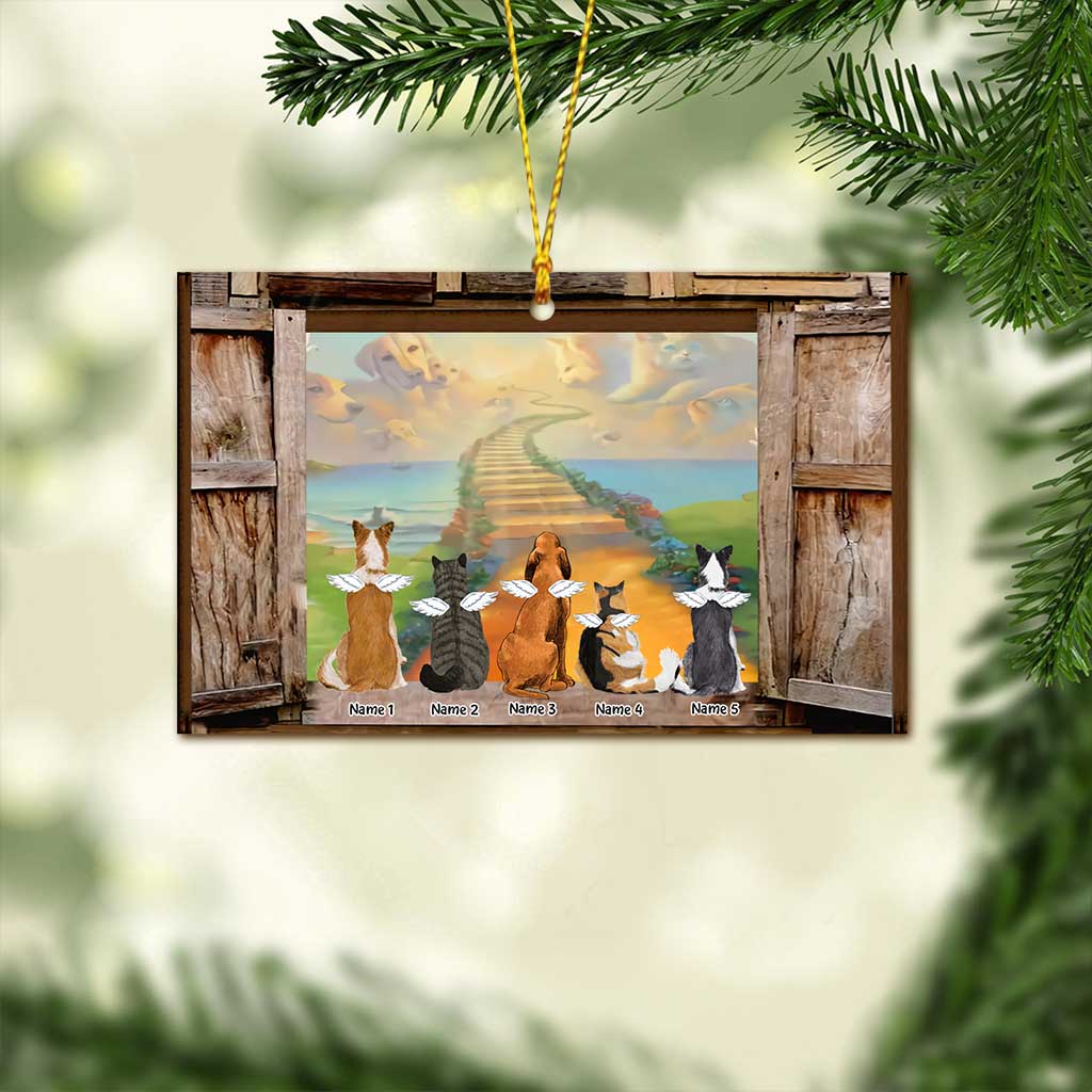 Rainbow Bridge In My Heart - Personalized Christmas Dog Ornament (Printed On Both Sides)