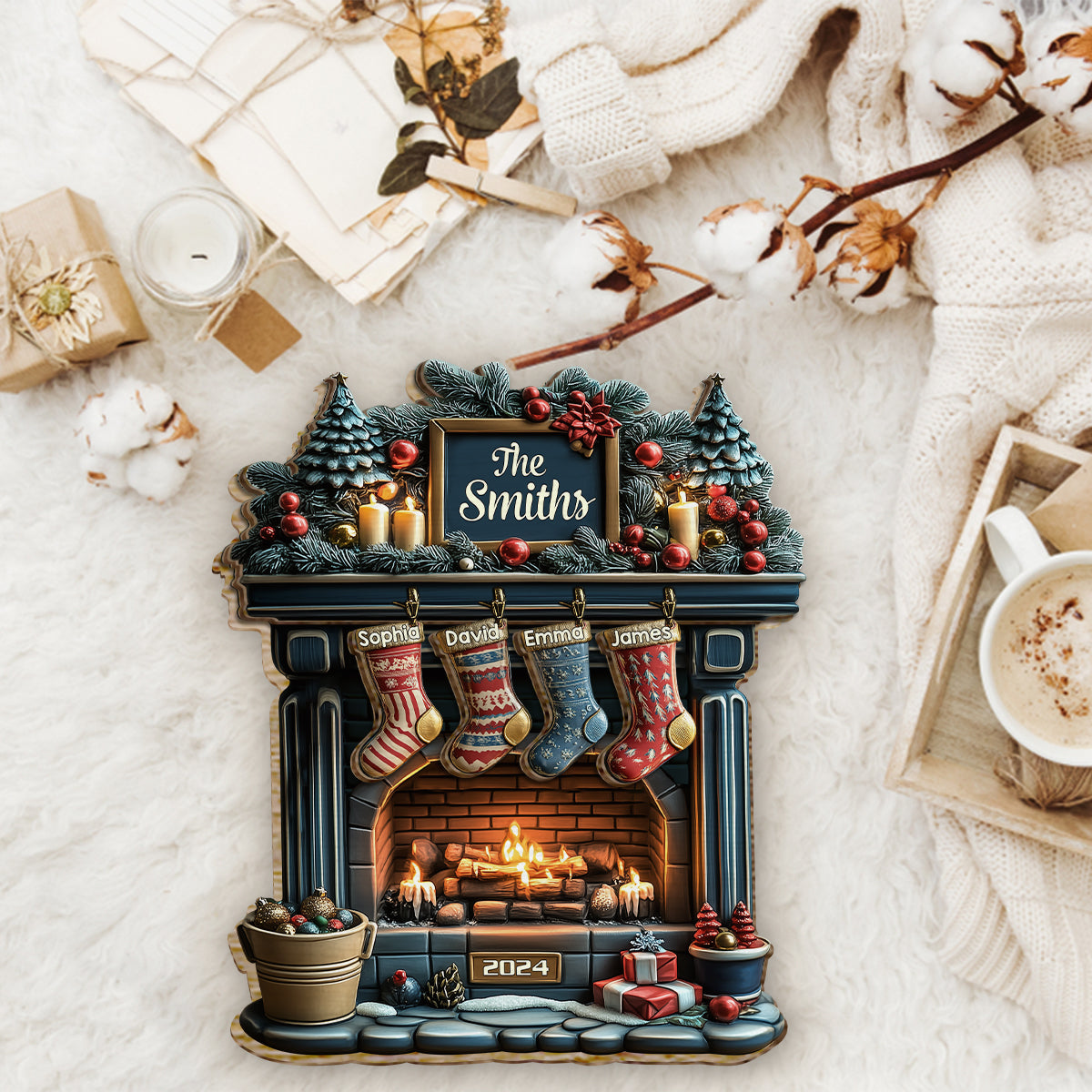 Merry Christmas - Personalized Family 2 Layered Wood Sign / Wood Plaque