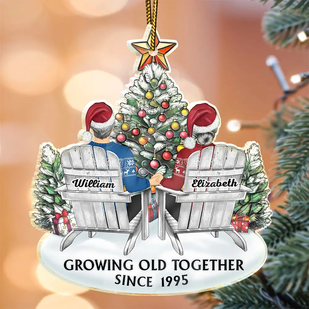 Personalized Acrylic Ornament of Couple Holding Hands under Christmas Tree, Timeless Holiday Gift of Love