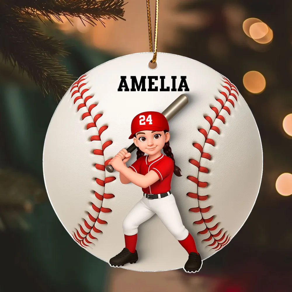 Custom Baseball Player Acrylic Ornament – Personalized Christmas Gift for Baseball Lovers & Teammates