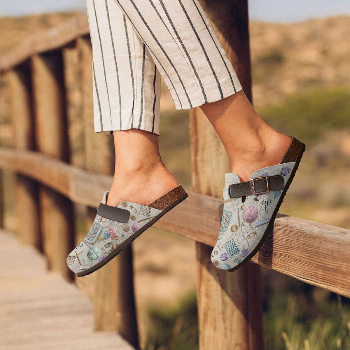 Crocheting Makes Me Happy - Personalized Crocheting Clogs With Arch Support
