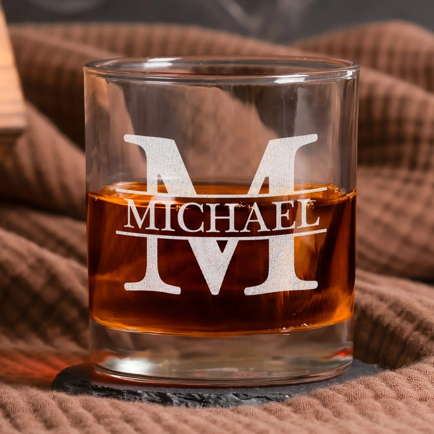 Personalized Whiskey Glass with Initial & Custom Name - Funny Romantic Gift for Husband or Boyfriend, Bar-Ready Look