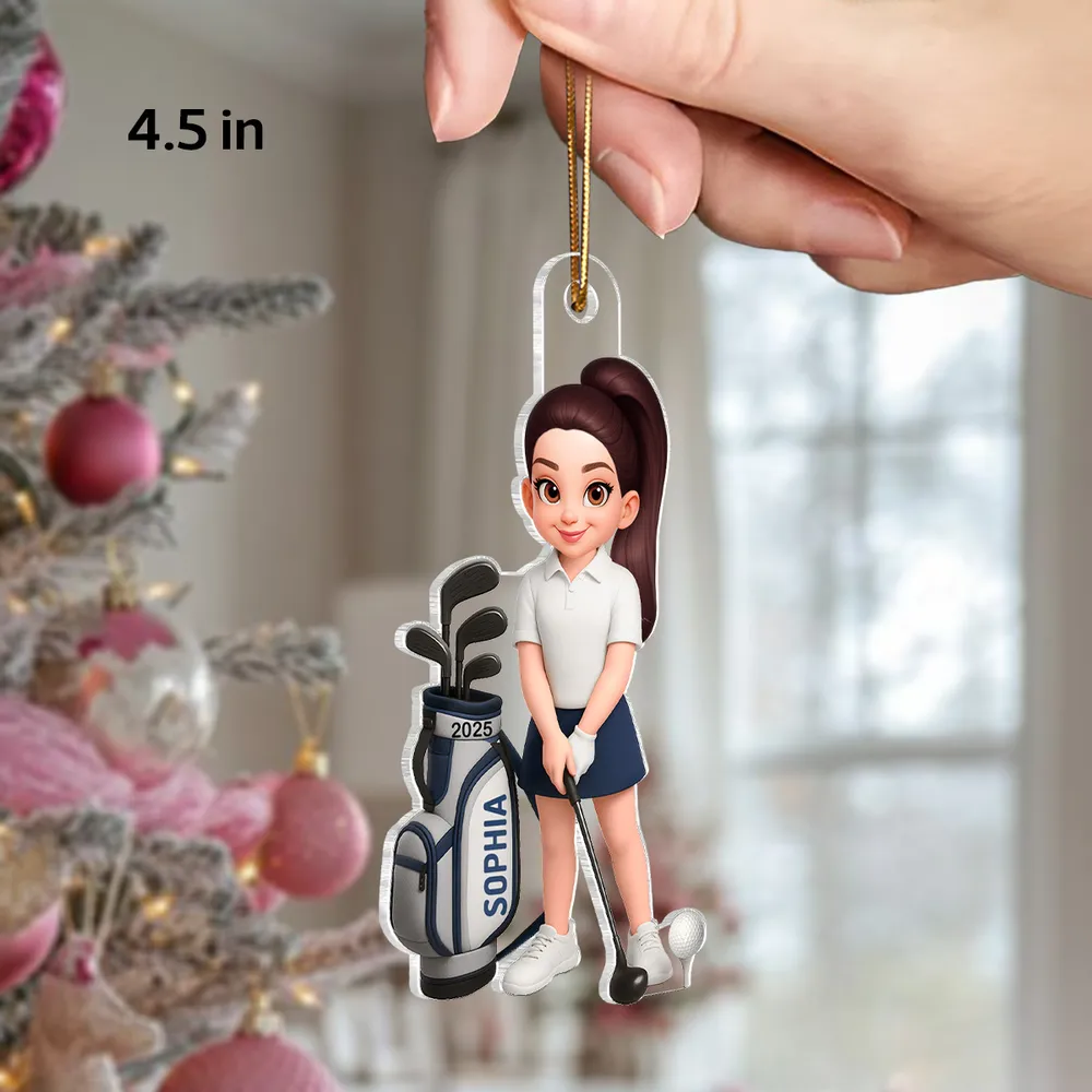 Personalized Acrylic Ornament Golf Couple Design for Golfers – Cute Custom Keepsake & Unique Holiday Gift