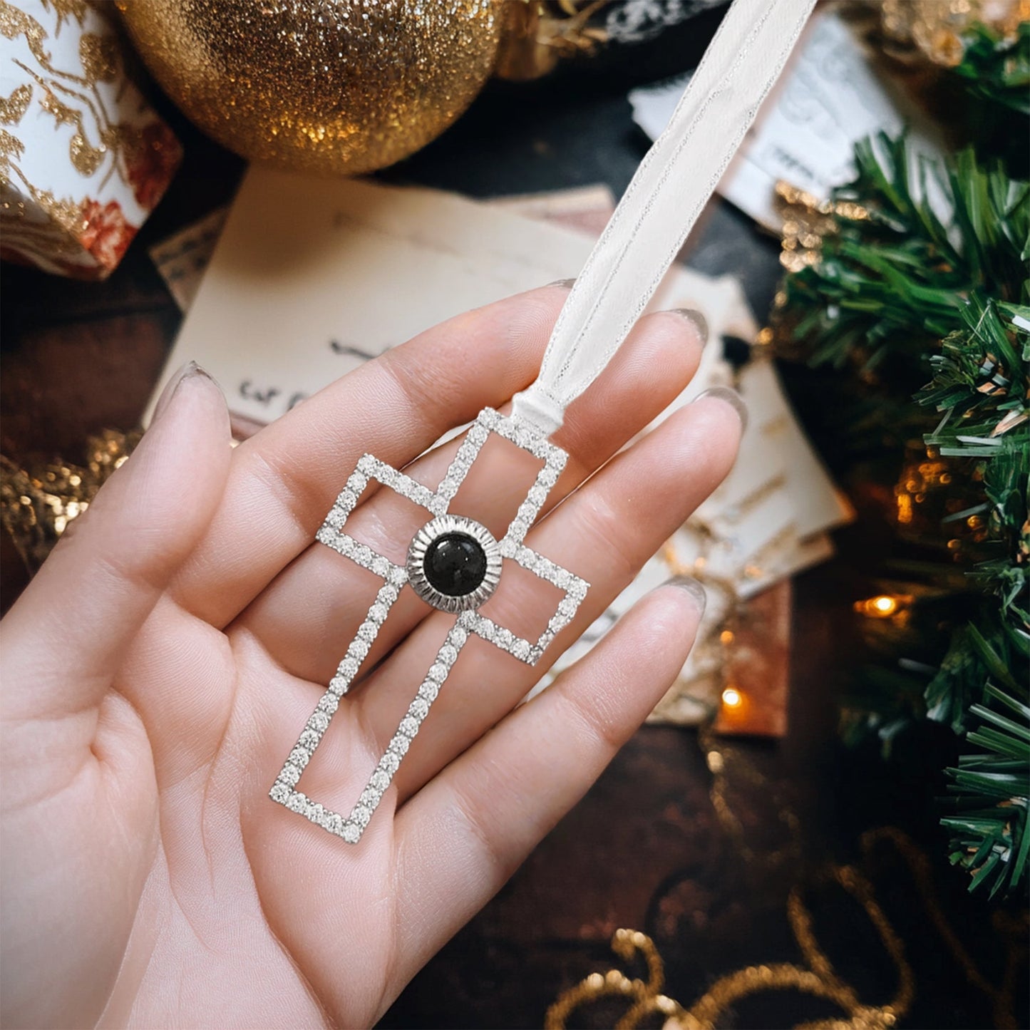 Capture Your Love in Sparkling Elegance - Personalized Photo Ornament