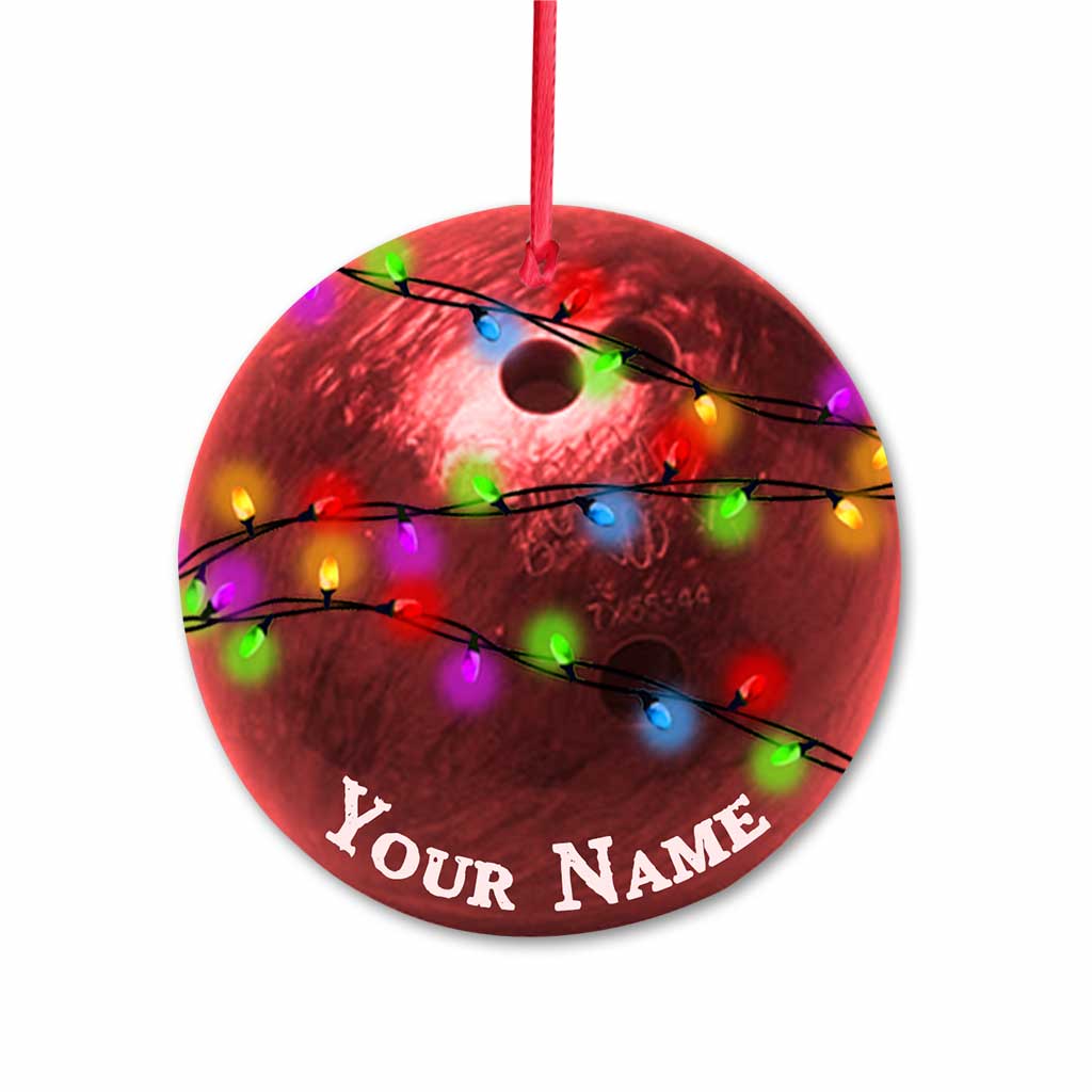 Bowling Items Collection - Personalized Christmas Bowling Ornament (Printed On Both Sides)