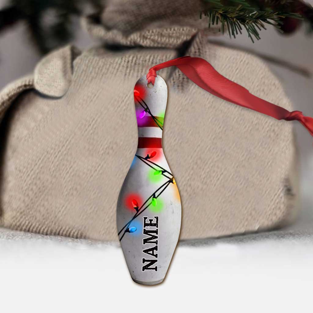 Bowling Items Collection - Personalized Christmas Bowling Ornament (Printed On Both Sides)