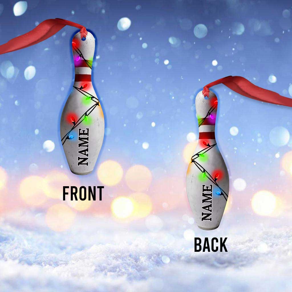 Bowling Items Collection - Personalized Christmas Bowling Ornament (Printed On Both Sides)