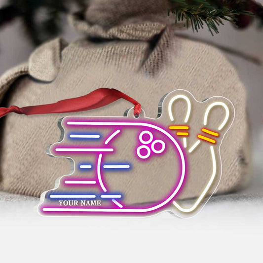 Bowling Items Collection - Personalized Christmas Bowling Transparent Ornament