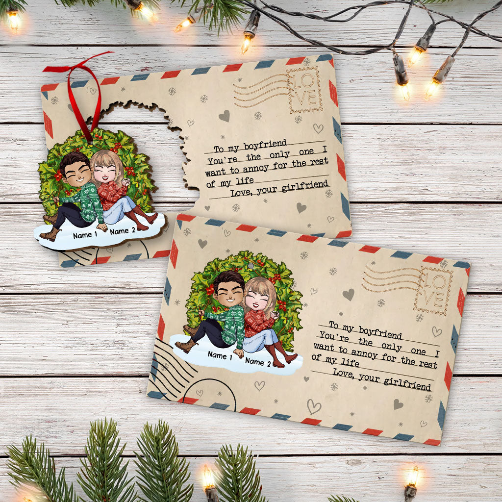 You Are The Only One - Personalized Christmas Couple Wooden Card Pop Out Ornament