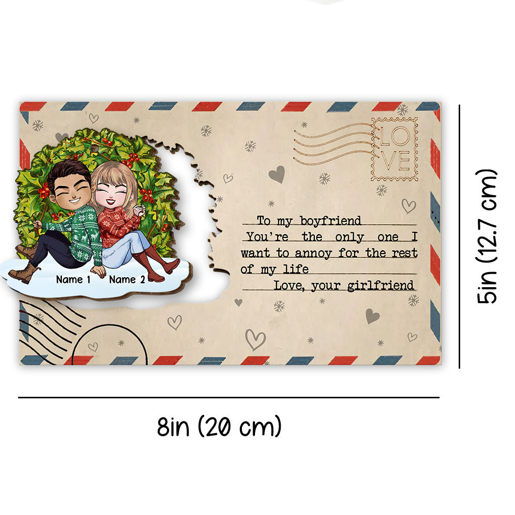 You Are The Only One - Personalized Christmas Couple Wooden Card Pop Out Ornament