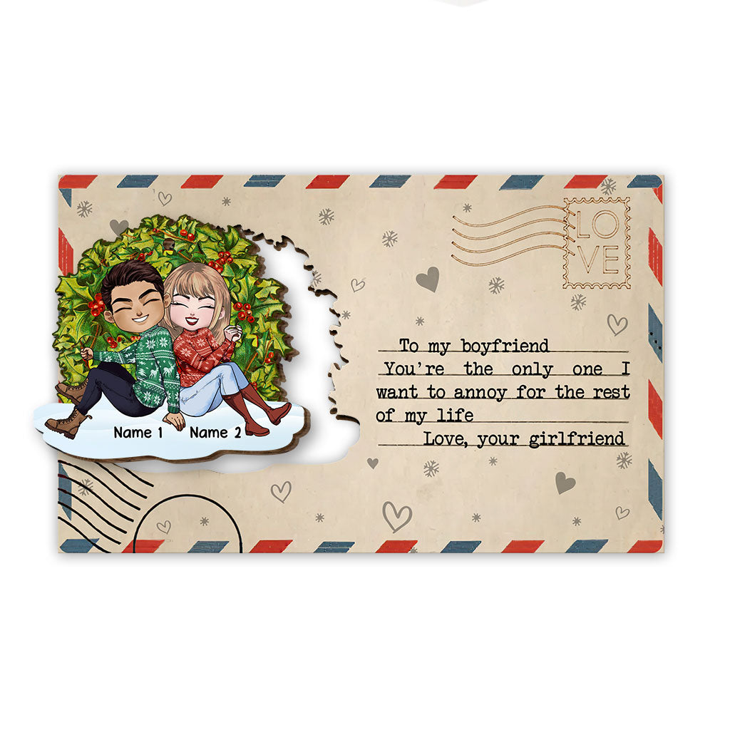 You Are The Only One - Personalized Christmas Couple Wooden Card Pop Out Ornament