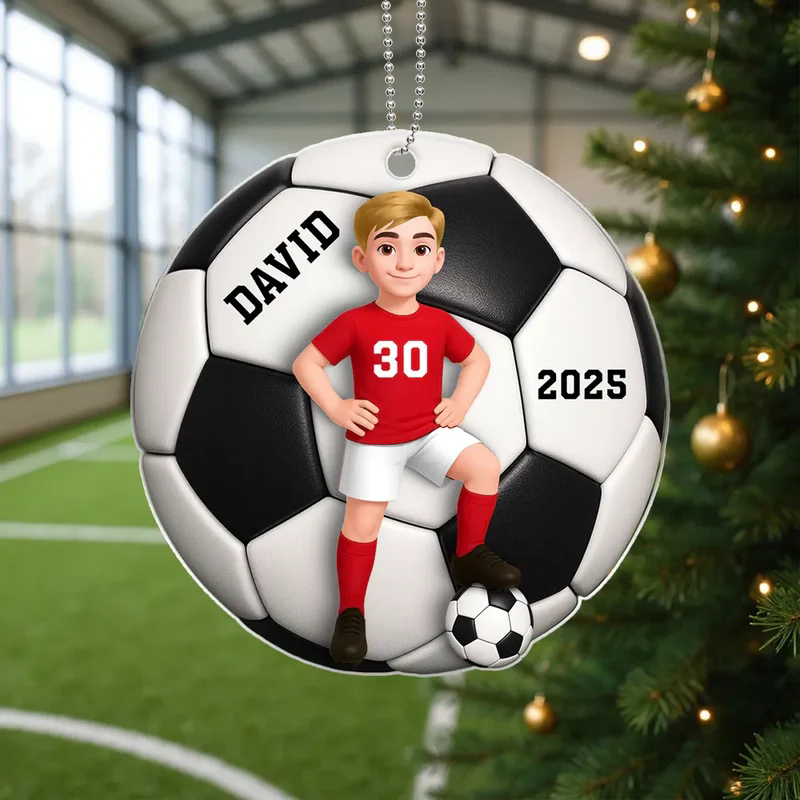 Soccer Acrylic Ornament with Dynamic Design – A Thoughtful Gift for Sports Fans and Kids