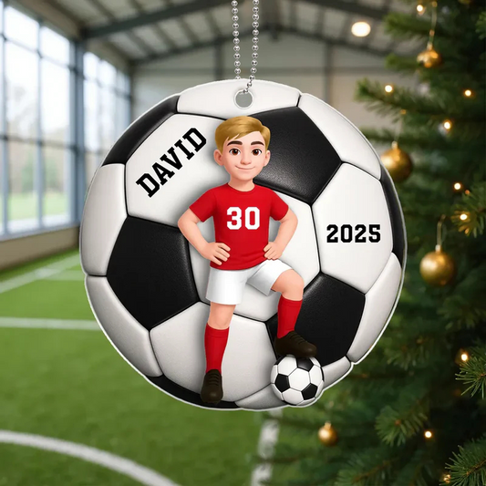 Soccer Acrylic Ornament with Dynamic Design – A Thoughtful Gift for Sports Fans and Kids