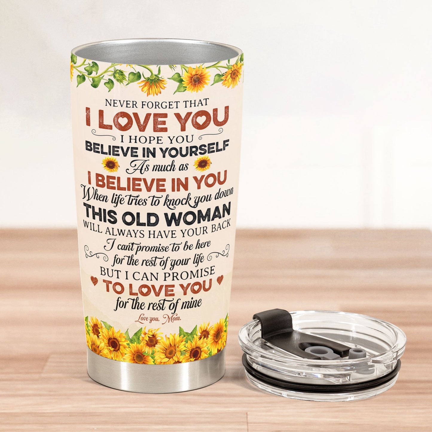 To My Daughter Sunflower Insulated Travel Tumbler with Heartfelt Message, Meaningful Keepsake, Perfect Gift for Her