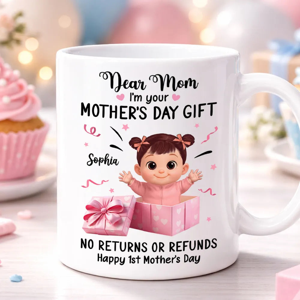 Personalized Ceramic Mug, Dear Mom I'm Your Mother's Day Gift Cute Baby in Gift Box, Unique Funny Gift for Mom