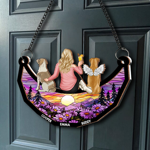 Personalized Pet and Owner Back View Ornament – Wood and Acrylic Combination for Unique Home Decor or Keepsake