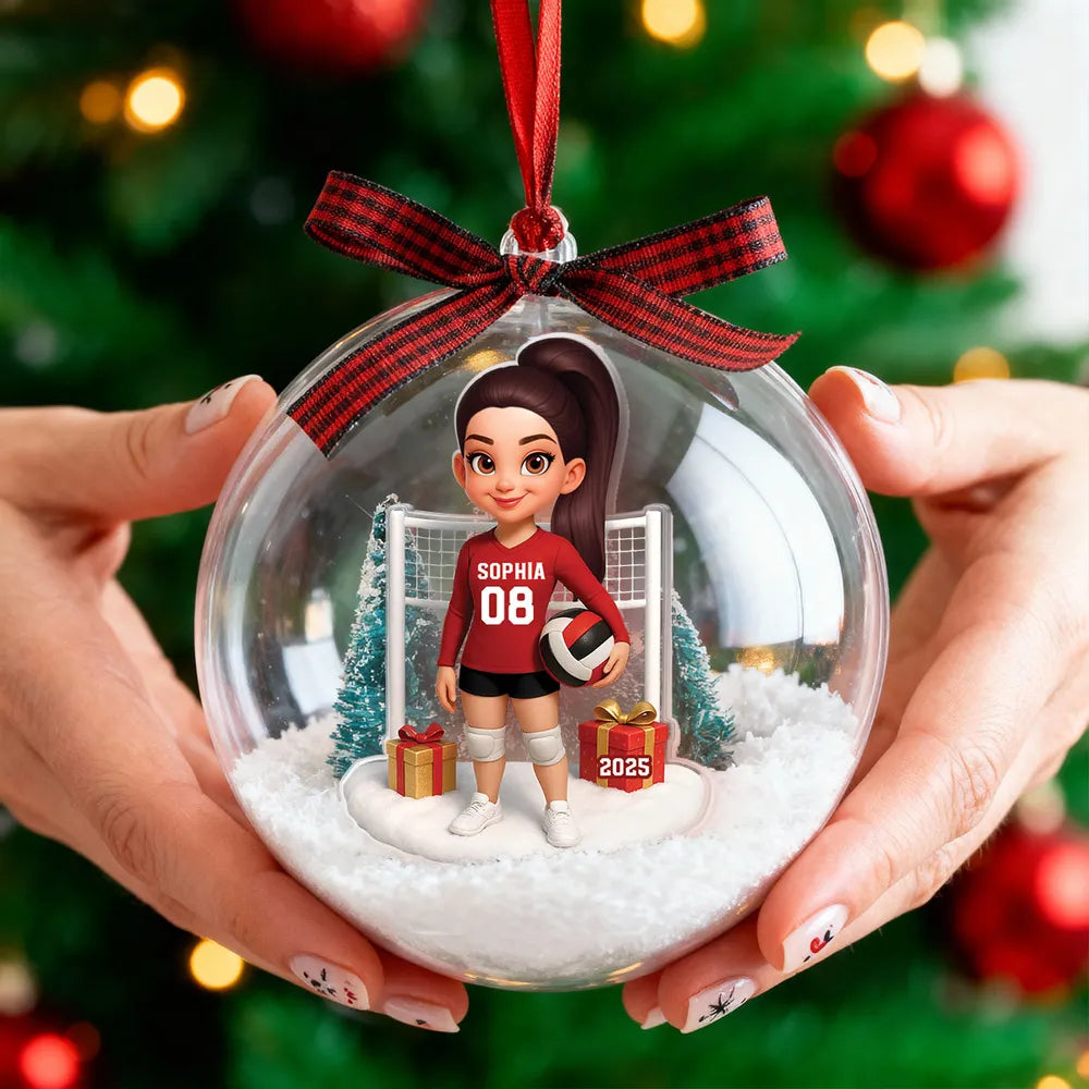 Custom Volleyball Girl Ornament - Unique Christmas Snow Globe Gift for Daughter, Teammate or Sports Lover Keepsake