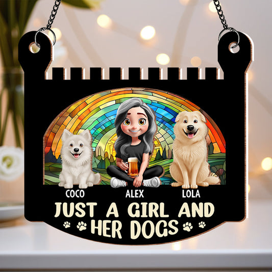 Personalized Girl & Dog Acrylic Ornament - Custom Wood Layered Gift