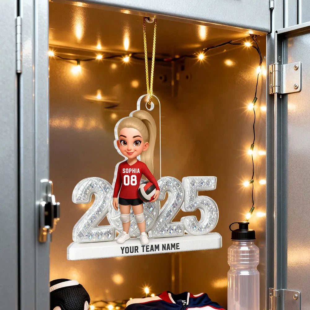 Custom Volleyball Girl Acrylic Ornament | Sparkling Year Design, Celebrating Youthful Spirit, Perfect Gift for Sports Girls