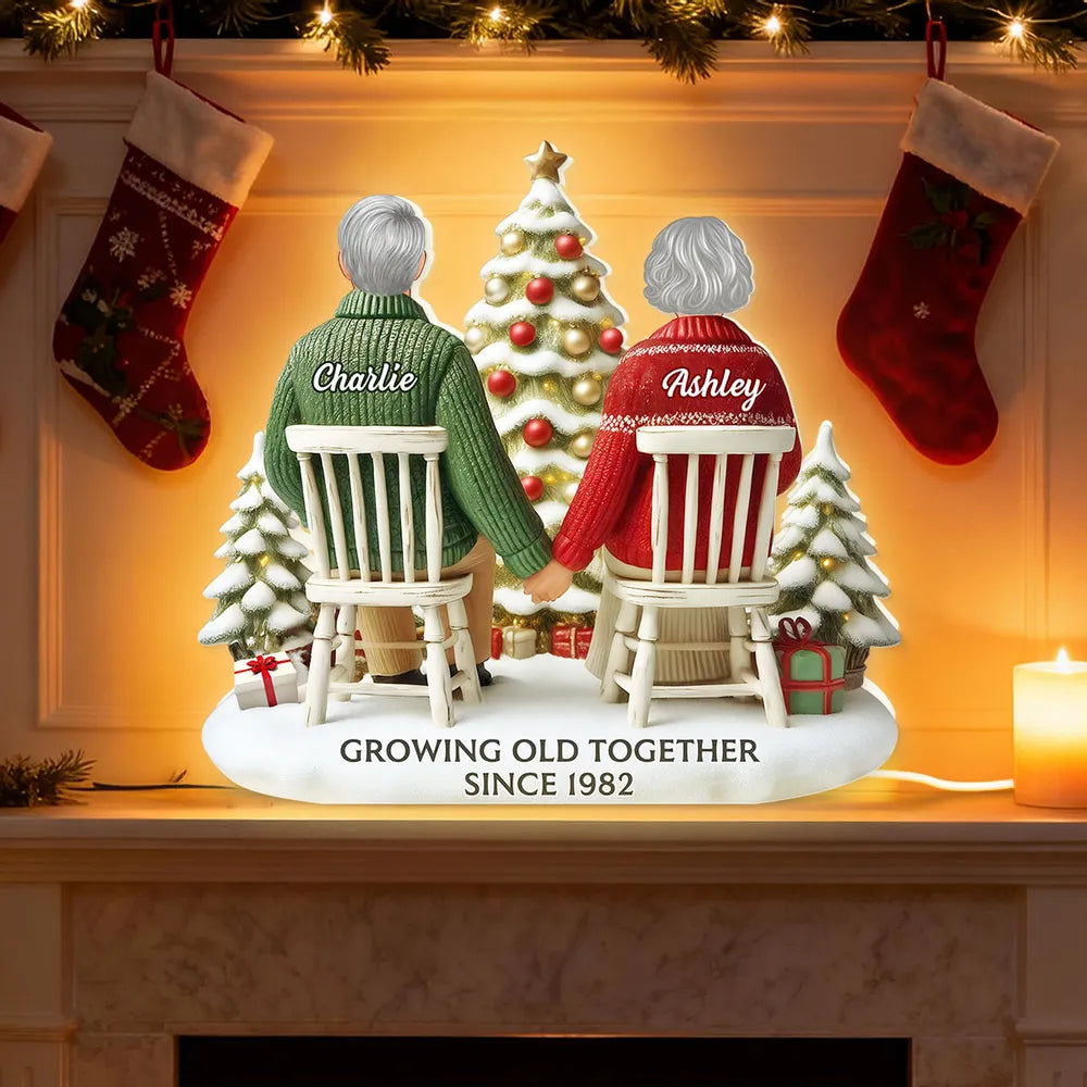 Custom Couple Acrylic Light Box with Cozy Christmas Tree, Soft Bedroom Lamp and Unique Romantic Gift