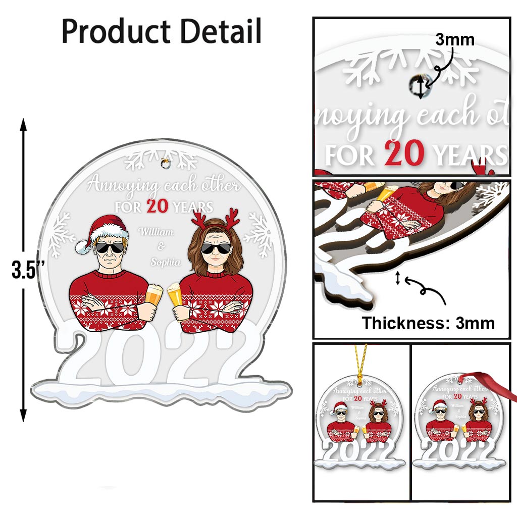 Annoying Each Other - Personalized Christmas Couple Transparent Ornament