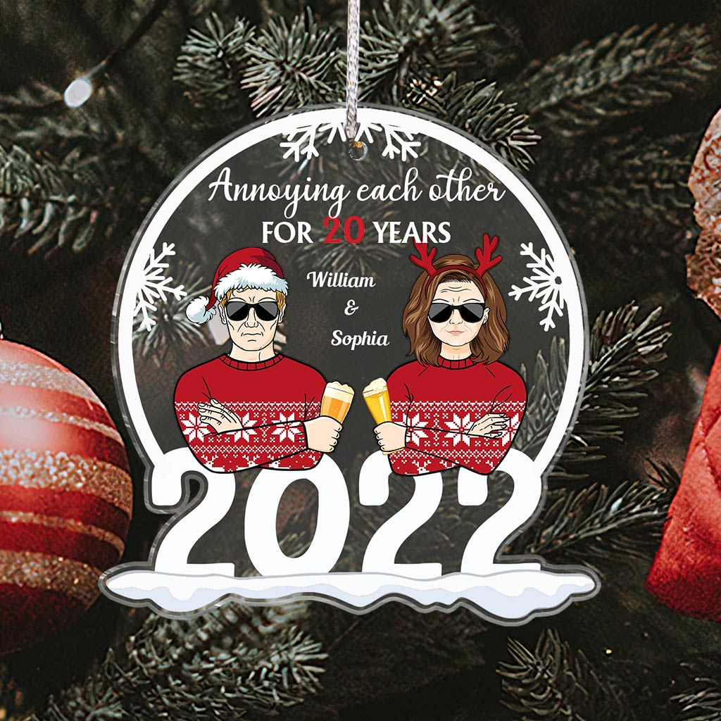 Annoying Each Other - Personalized Christmas Couple Transparent Ornament