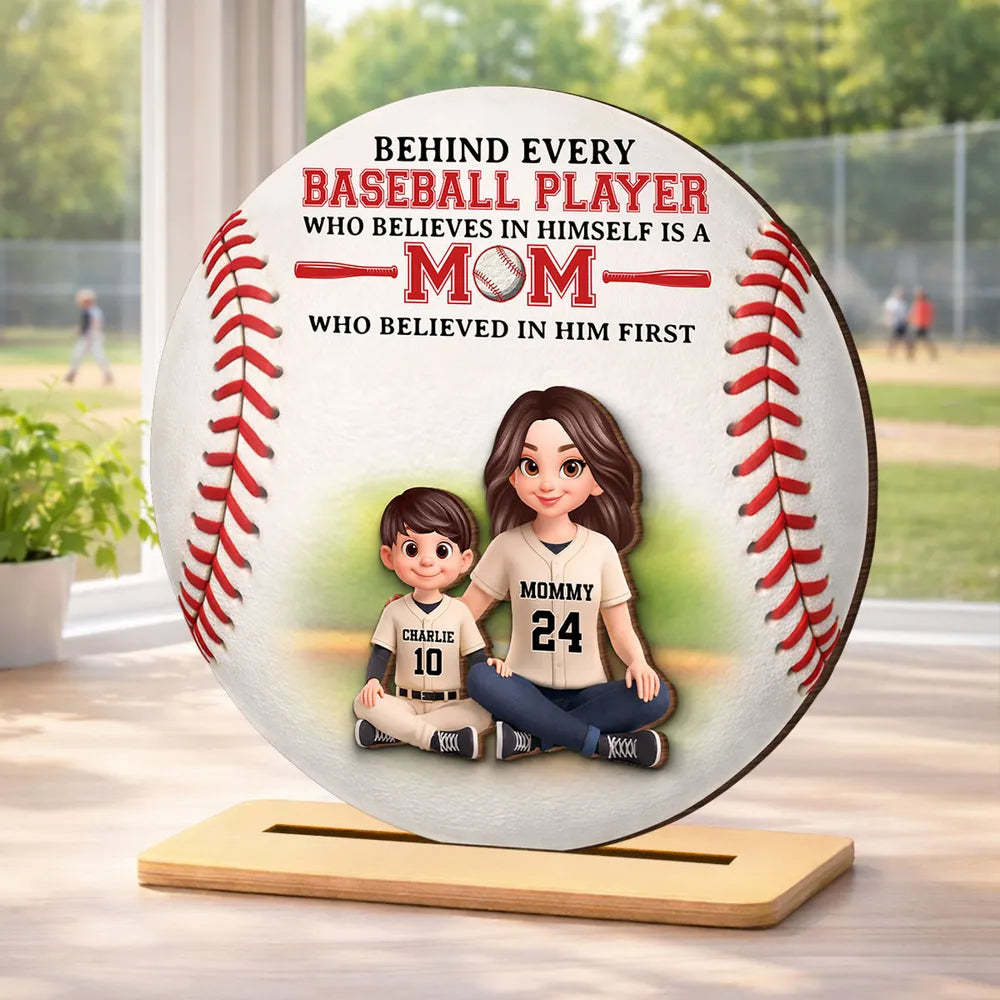 Personalized 2-Layer Wooden Plaque Baseball Mom Quote Gift for Mom, Sweet Baseball Keepsake for Living Room Display