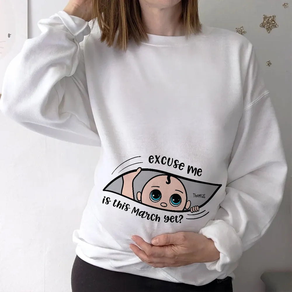 Funny Pregnancy T-Shirt – Customizable “Baby Is Coming” Women’s Tee, Hoodie & Sweatshirt, Perfect Gift for Moms-to-Be