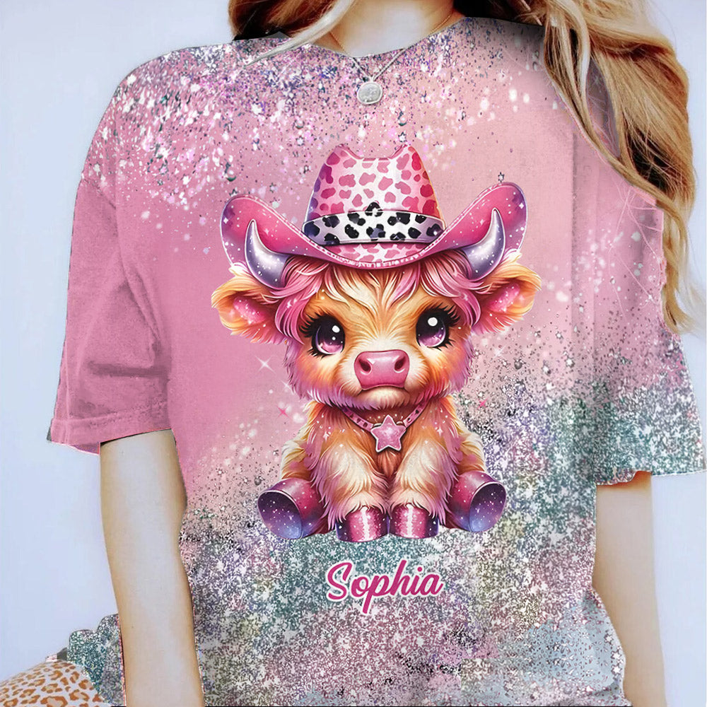 Cute Highland Cow - Personalized Highland Cow All Over Shirt