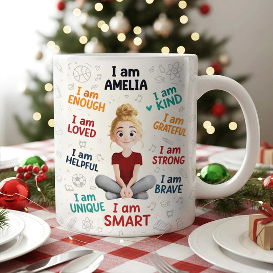 Personalized Kids Affirmation Mug – Cute Cartoon Character, Daily Confidence Boost Gift for Children