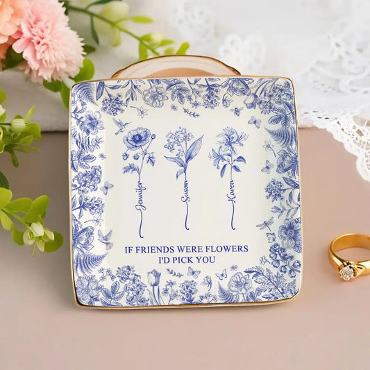"It Takes a Long Time to Grow Old Friends" Personalized Jewelry Dish – Custom Gift for Friends and Sisters